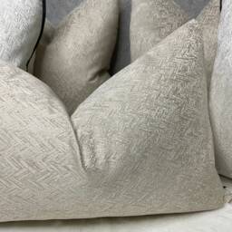 Handmade Herringbone Pillow Cover, Cream Gold Shimmer, Modern Rectangle 12x20 Cushion Case, Double Sided - thumbnail 4