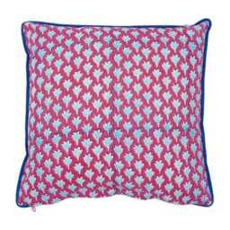 Pink Chameli Cushion Cover Hand Block Printed On Organic Cotton - thumbnail 2