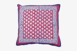 Pink Chameli Cushion Cover Hand Block Printed On Organic Cotton - thumbnail 1
