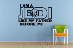 I Am A Jedi Like My Father Before Me Window Or Wall Car Vinyl Peal & Stick Removable Sticker Decal L1495 - thumbnail 1