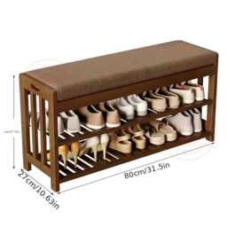 Wooden Shoe Storage Bench 3-Tier Entryway Organizer Shelf - thumbnail 4