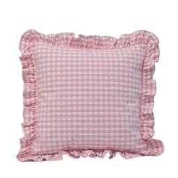 Handmade Pink Gingham Cushion Cover With Pale Ruffle - thumbnail 2