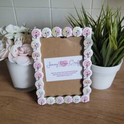 Colourful Wooden Round Tree Button Photo Frame 4 X 6 Inches - thumbnail 3