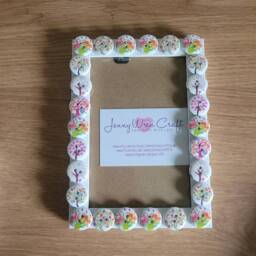 Colourful Wooden Round Tree Button Photo Frame 4 X 6 Inches - thumbnail 4