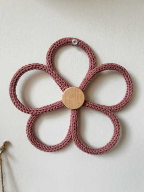 Knitted Wire Flower Wall Hanging Nursery Decor L Girl Room Decor - image 1
