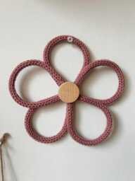 Knitted Wire Flower Wall Hanging Nursery Decor L Girl Room Decor - thumbnail 1