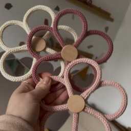 Knitted Wire Flower Wall Hanging Nursery Decor L Girl Room Decor - thumbnail 2