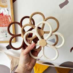 Knitted Wire Flower Wall Hanging Nursery Decor L Girl Room Decor - thumbnail 3