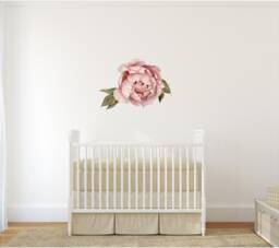 Pink Peony #2 With Leaves Removable Fabric Wall Sticker Individual Blooming Peonies Baby Girl Nursery Decor - Customize Your Own Decal Set - thumbnail 1