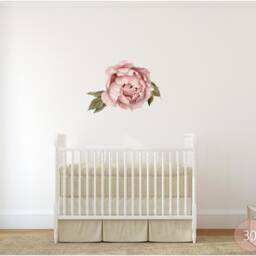 Pink Peony #2 With Leaves Removable Fabric Wall Sticker Individual Blooming Peonies Baby Girl Nursery Decor - Customize Your Own Decal Set - thumbnail 2