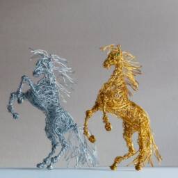 Wire Horse, Horse Sculpture, Gold Gift Idea, Figurine, Metal Decor, Lover Gift, Small Birthday Steampunk - thumbnail 3