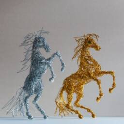 Wire Horse, Horse Sculpture, Gold Gift Idea, Figurine, Metal Decor, Lover Gift, Small Birthday Steampunk - thumbnail 4
