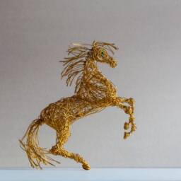 Wire Horse, Horse Sculpture, Gold Gift Idea, Figurine, Metal Decor, Lover Gift, Small Birthday Steampunk - thumbnail 2