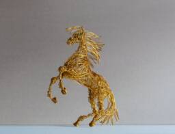Wire Horse, Horse Sculpture, Gold Gift Idea, Figurine, Metal Decor, Lover Gift, Small Birthday Steampunk - thumbnail 1