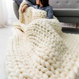 Sale Chunky Blanket, Chunky Knit Blanket, Super Wool Throw Knits, Yarn, Merino - thumbnail 3