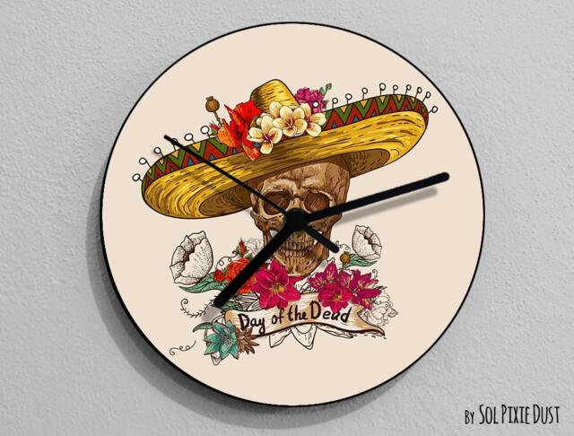 Mexican Sugar Skull - Day Of The Dead -Dia De Los Muertos Calavera Wall Clock - image 1