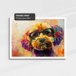 Cockapoo Wearing Glasses Painting Framed Poster Print & Canvas Wall Decor Art Bedroom Home Living Room Dog Gift Idea Pet - thumbnail 3