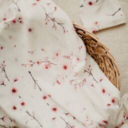 Pink Blossom Blanket, Hat & Blanket, Baby Flower Jersey Cherry Organic Blanket Hat, Gift Banket, Newborn - thumbnail 2