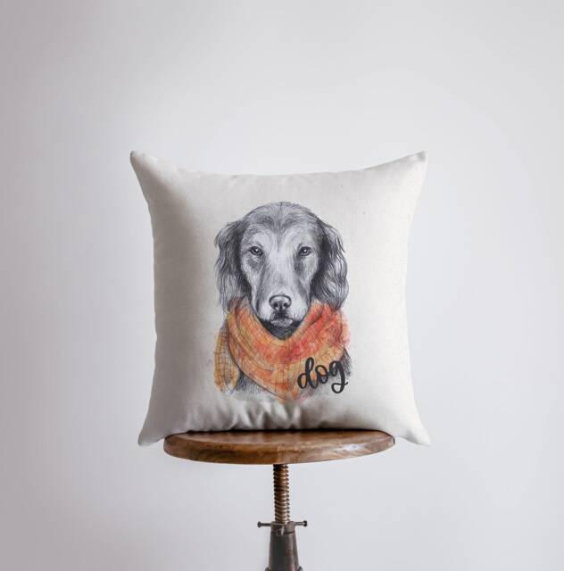 Dog - Pencil Sketch Pillow Cover Gift For Lover Throw Home Decor Mom - image 1