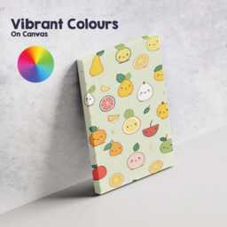 Cute Kawaii Mixed Fruit Characters Repeat Pattern Canvas Wall Art Print Decor Picture Ready To Hang - thumbnail 4