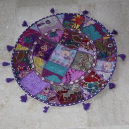 Plum & Round Patchwork Cushion Cover, Old Embroidery - thumbnail 2