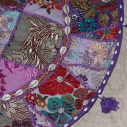 Plum & Round Patchwork Cushion Cover, Old Embroidery - thumbnail 3