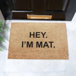 Hey I'm Mat Novelty Door - Funny Doormat Non Slip Outside Home Gift Welcome 60cm X 40cm - thumbnail 1