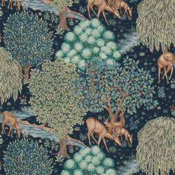 Morris & Co The Brook Tapestry Linen Door Curtain Indigo - thumbnail 2