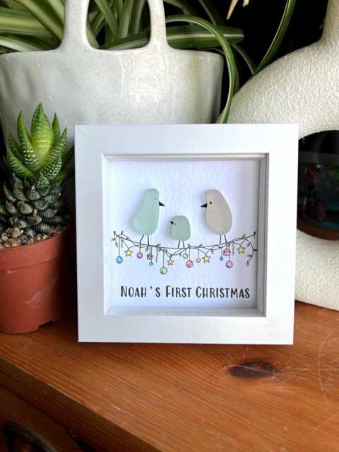 Personalized Sea Glass Bird Family Christmas Framed Gift - image 1