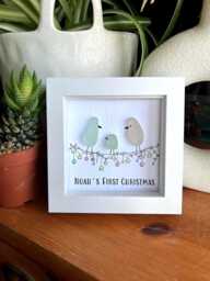 Personalized Sea Glass Bird Family Christmas Framed Gift - thumbnail 1