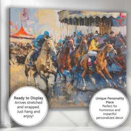 Impressionist Equestrian Carousel Horse Riders Fairground Canvas Wall Art Print Decor Picture Ready To Hang - thumbnail 3