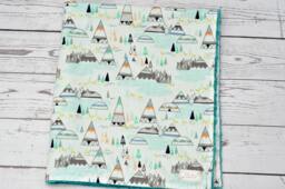 Personalized Minky Baby Blanket - Teal Teepee Tribal Nursery