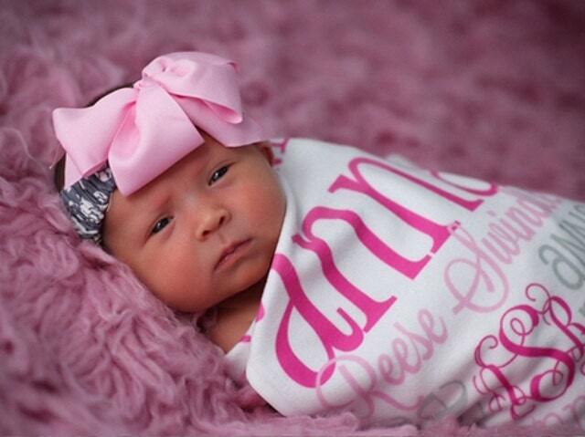 Baby Name Blanket, Monogrammed Personalized Milestone Swaddle Receiving Handmade Shower Gift For Newborn, Her, Kids - image 1