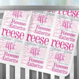 Baby Name Blanket, Monogrammed Personalized Milestone Swaddle Receiving Handmade Shower Gift For Newborn, Her, Kids - thumbnail 2