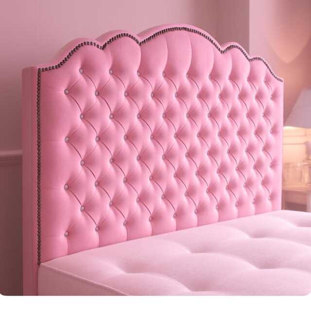 Shimla Design Velvet Floor Standing Headboard - Plush Upholstery, Studded Border - image 1