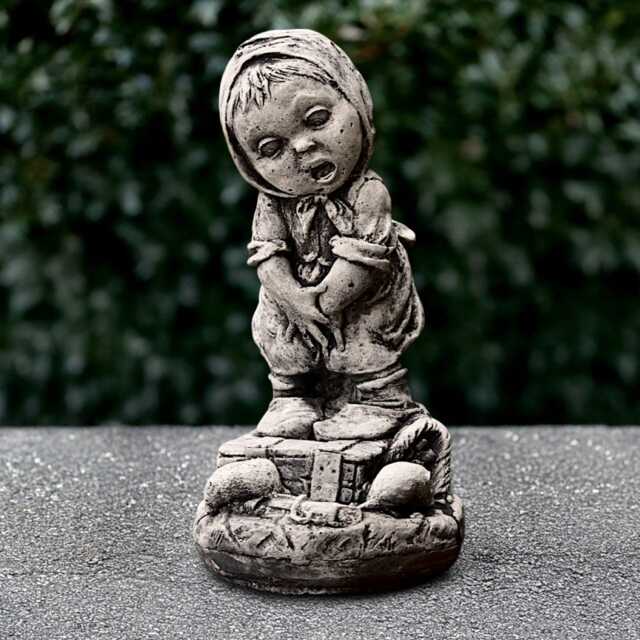 Weeping Girl Statue Stone Sad Figurine Concrete Children Sculpture Cement Memorial Decoration Handmade Emotional Decorative - image 1