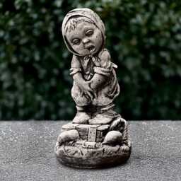 Weeping Girl Statue Stone Sad Figurine Concrete Children Sculpture Cement Memorial Decoration Handmade Emotional Decorative - thumbnail 1