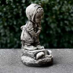 Weeping Girl Statue Stone Sad Figurine Concrete Children Sculpture Cement Memorial Decoration Handmade Emotional Decorative - thumbnail 3