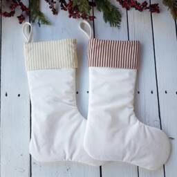 Velvet Christmas Stockings With Ticking Cuff, Velvet Stockings, Personalized - thumbnail 4