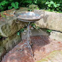 Large Vintage Standing Birdbath, Nostalgic Bird Bath, 69 cm High, Rustproof Cast Aluminum Water Bowl - thumbnail 3