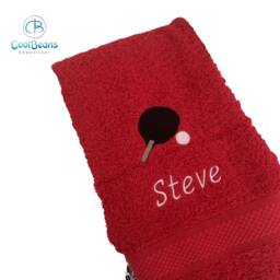 Table Tennis Towel - Personalised Face Cloth/Hand Bath = Embroidered Ping Pong - thumbnail 4