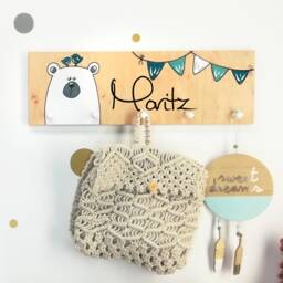 Children's Wardrobe Children's Room With Name Individually Hand-Painted Vintage - thumbnail 4