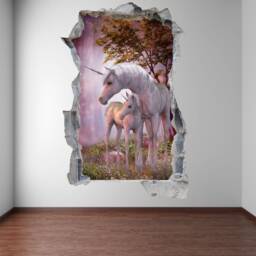 Unicorn Wall Decal Sticker, Enchanted Forest Mural, Kids Bedroom Decor - thumbnail 4