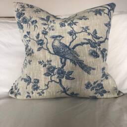 French Vintage - Linen Bedding Blue Toile De Jouy Cushion Cover Blue Ticking Decor - thumbnail 3