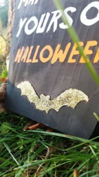 Halloween Coffin Wood Sign // Decor Fall Wall Saying Hand Painted - thumbnail 2