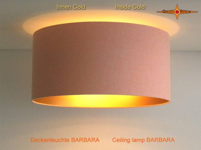 Ceiling Lamp Inside Gold Barbara in Apricot Colored Linen - image 1