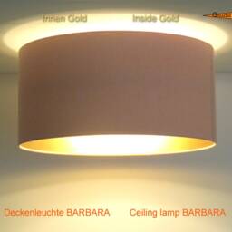 Ceiling Lamp Inside Gold Barbara in Apricot Colored Linen - thumbnail 2