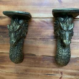 stone Garden Gold Detailed Dragon Sconce Candle Shelf Wall Hanging X2 Ornament - thumbnail 2