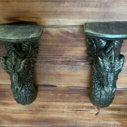 stone Garden Gold Detailed Dragon Sconce Candle Shelf Wall Hanging X2 Ornament - thumbnail 3