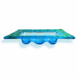 Light Blue & Green Murano Glass Soap Dish - Lapilli Series, Unique Made in Italy Gift, Fused - thumbnail 3